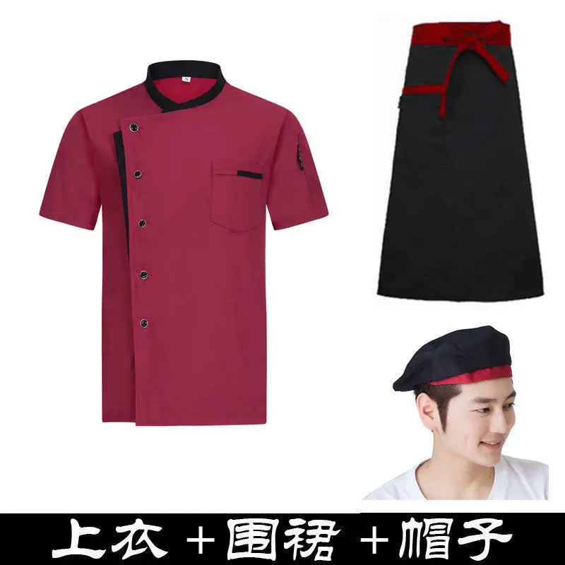 Restaurant Chef Jacket Top Long short Sleeve Hotel Cafe Kitchen Work Wear Bakery Cooking Tops Fast Food Chef Uniform for men