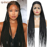 36" 13x8 Lace Front Wigs Knotless Braided Wigs For Women Straight Cornrow Braids Wig Hand-Braided Synthetic Lace Frontal Wig