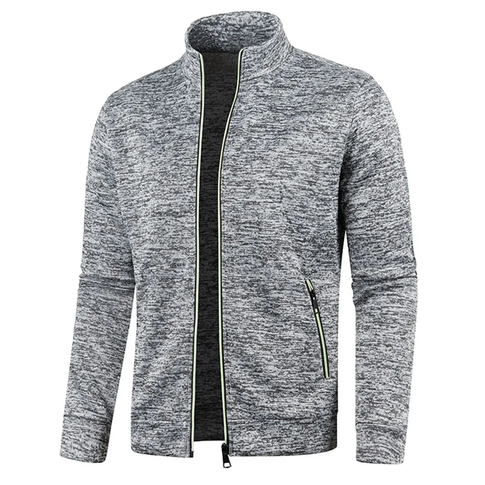 New Men's Thicken Jacket Casual Zipper Stand Collar Thermal Outerwear Slim Fit Cardigan Sweatshirts Coats