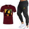 Ladies/Men's T-shirt Bob Marley Legend Reggae One Love Printed Sweatshirt Summer New Fashion Short Sleeve + Pants Suit Clothing