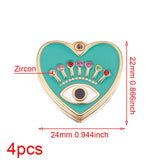 4pcs Stainless Steel Evil Eye Charms Heart  Enamel Charm Pendant Connector for Earrings Diy Jewelry Making Supplies Wholesale