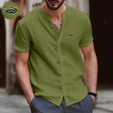 High Quality Men's Spring/Summer New Long Sleeved Cotton Linen Shirt Business Casual Loose Fitting T-Shirt Shirt Top S-2XL