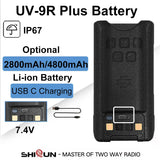 Baofeng UV-9R Battery USB C Charge 4800mAh Li-ion 7.4V UV-9R Pro UV-9G GMRS-9R UV-9R Plus BF-T57 Walkie Talkie Accessory 2800mAh