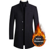 New Winter Fashion Men Warm Long Business Casual Slim Fit Long Sleeve Cardigans Blends Coat Jacket Suit Solid Men's Woolen Coats