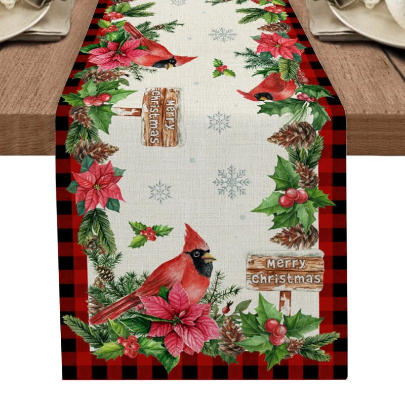 Christmas Style Table Runner Wedding Decoration Tablecloth Christmas Tree Print Decor New Year Gift Party Christmas Table Runner