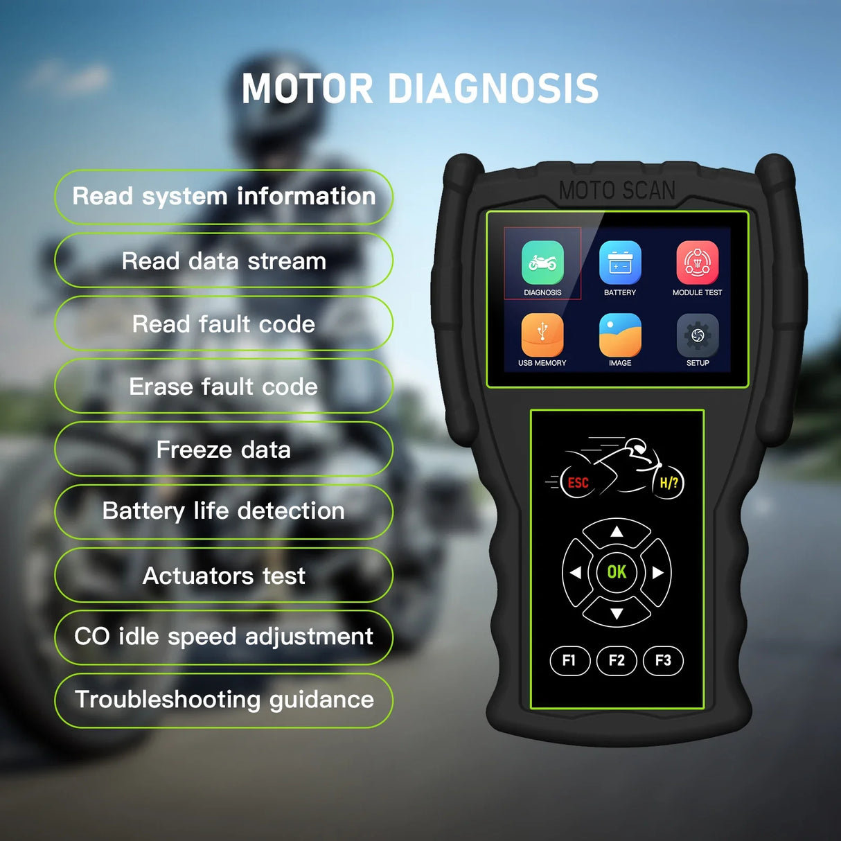 Motorbike Diagnostic Scanner JDiag M100 Pro Motorcycle Function Diagnostic Tool D87 D88 Scan Code Reader Professional Inspection