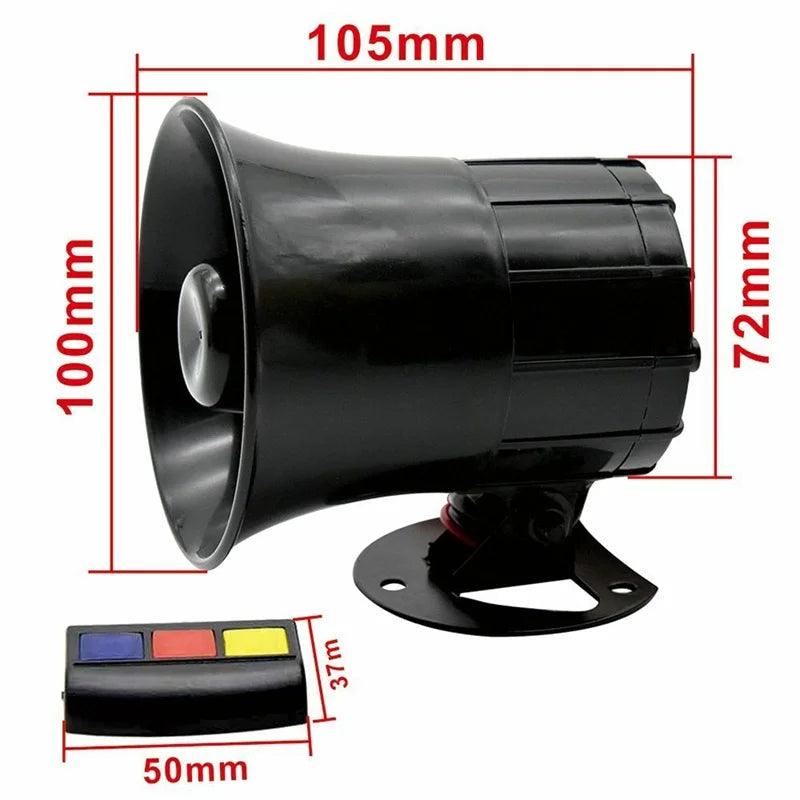 110dB 12V Car Motorcycle 3 Sounds Siren Horn Alarm Loud Speaker Electronic Bell Car Electrical Appliances Three Tone Alarm Horn