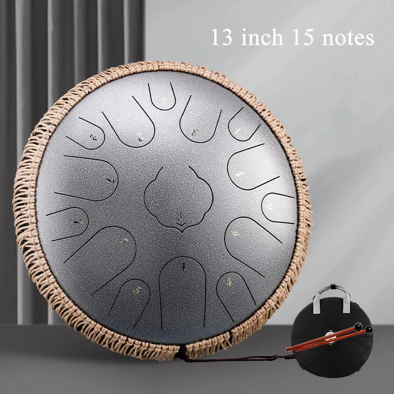 Hluru Glucophone Steel Tongue Drum 12 Inch 13 Notes C Ethereal 13 inch 15 Notes Drum Handpan Percussion Musical Instrument