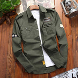 Men's Fashion Military Style Shirt Casual Retro Slim Cotton Long Sleeve Shirts Male Spring Comfortable Cargo Shirts Big Size 6XL