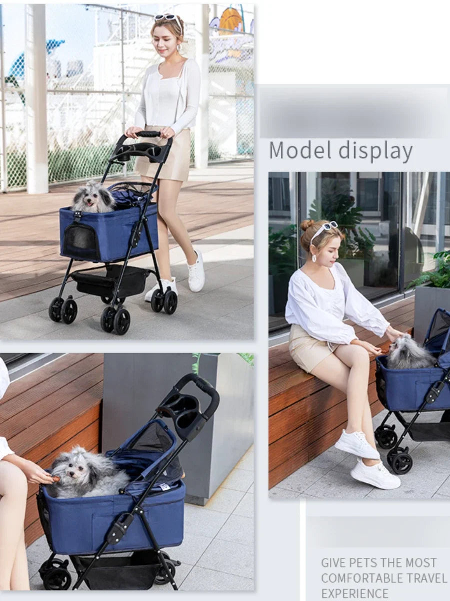 Detachable Pet Trolley 4 Wheel Universal Dog Stroller for Small Dog Cat Carrier Load Bearing 20kg