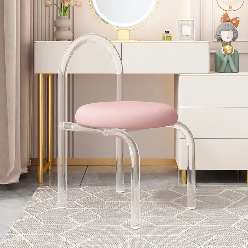 Crystal Makeup Chair Acrylic Furniture Casual Design Backrest Dining Chair Ins Living Room Single Sofa