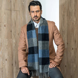 High Quality 100% Wool Scarf Men Autumn Winter Korean Long Warm Plaid Couple Muffler Male Soft Cashmere Thermal Shawl Gentlemen