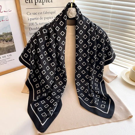 Luxury Women 90x90CM New Twill Silk Big Square Scarf Shawl Fashion Printed Design Summer High Quality Ladies Sunscreen Scarves