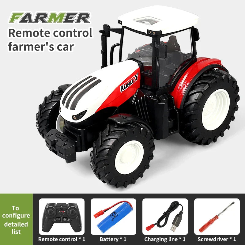 RC Farm Car Tractors Trailer 2.4G Radio Controlled Cars Farming Simulator Truck Miniature Farmer Animal Model Toys Children Boy