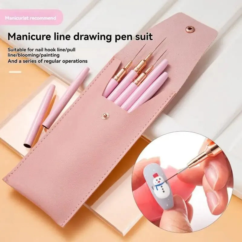 Line Drawing Pen Extremely Fine Nail Painting Nail Brush Tools Suit 5 Pieces Flower Drawing Hook Line Flower Drawing Dating Crea