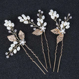 3pcs White Flower U Shaped Hairpin Pearl Elegant Hair Clips Hair Jewelry Accessories For Women Wedding Head Ornaments Hairpins