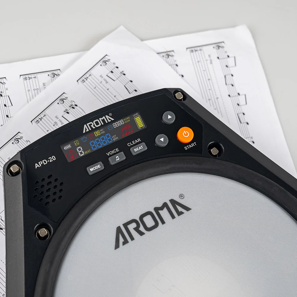 AROMA APD-20 Electronic Mute Drum Beating Board Electronic Drum Pad Built-in battery Metronome Training Percussion Music Parts