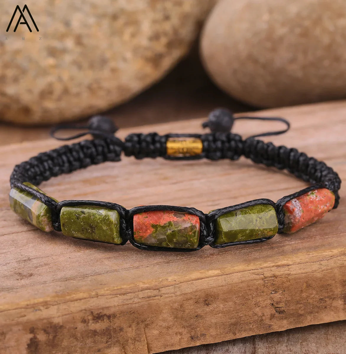 Natural Black Tourmaline Nugget Beads Knotted Handmade Woven Bracelet Women Stone Beads Braid Bracelet Adjustable N0456AMI