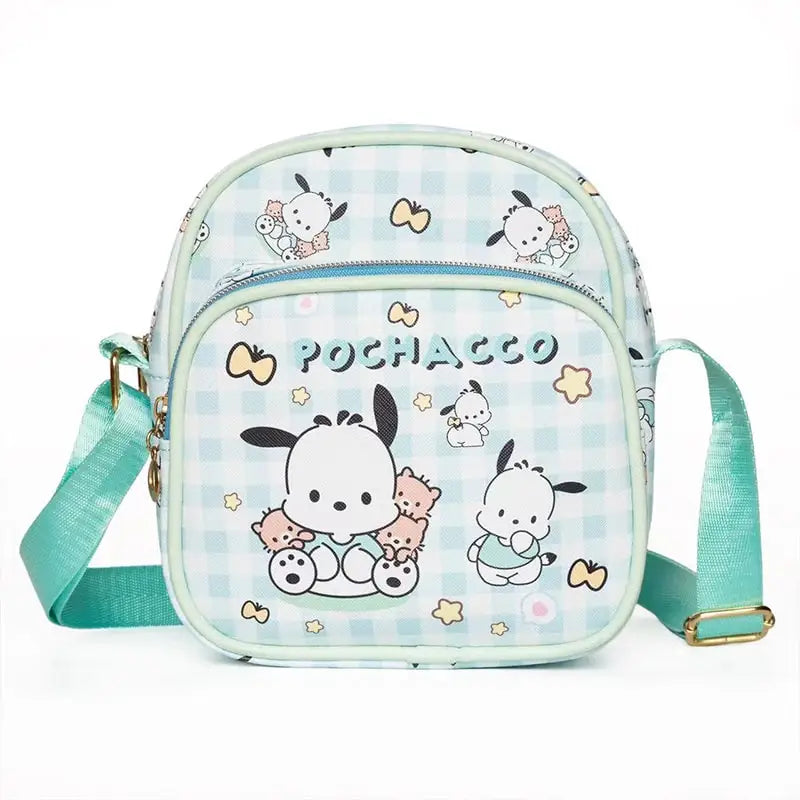 Sanrioed Cartoon Hello Kitty Melody Kulomi Messenger Bag Anime Cute Cat Casual Small Round Bag Kawaii Toy Girls Birthday Gift