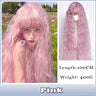 AS  Cosplay Wig With Bangs Synthetic Straight Hair 24 Inch Long Heat-Resistant Pink Wig For Women