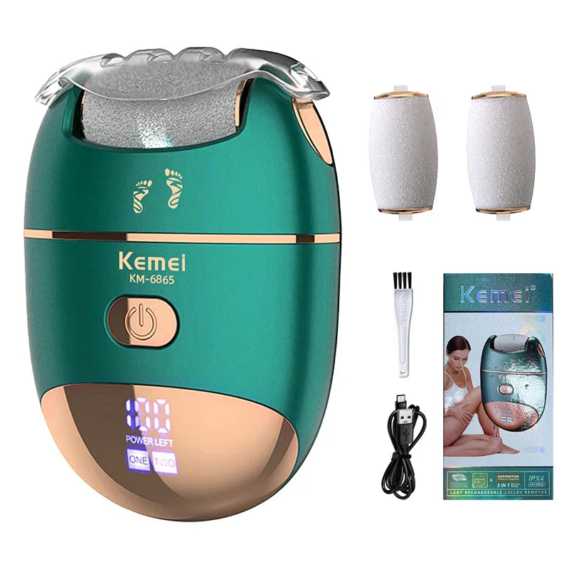 KEMEI Electric Foot Grinding Skin Hard Rupture Skin Trimmer Dead Skin Foot Pedicure Rechargeable Foot Care Tool Remover Callus