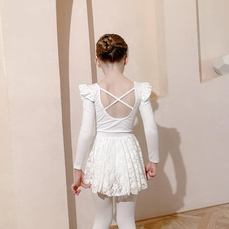 Girls Ballet Tutu Leotard Criss Cross Strap Back Flutter Ruffle Sleeve Ballerina Outfit Dance Dress for Toddler Gymnastic Swan