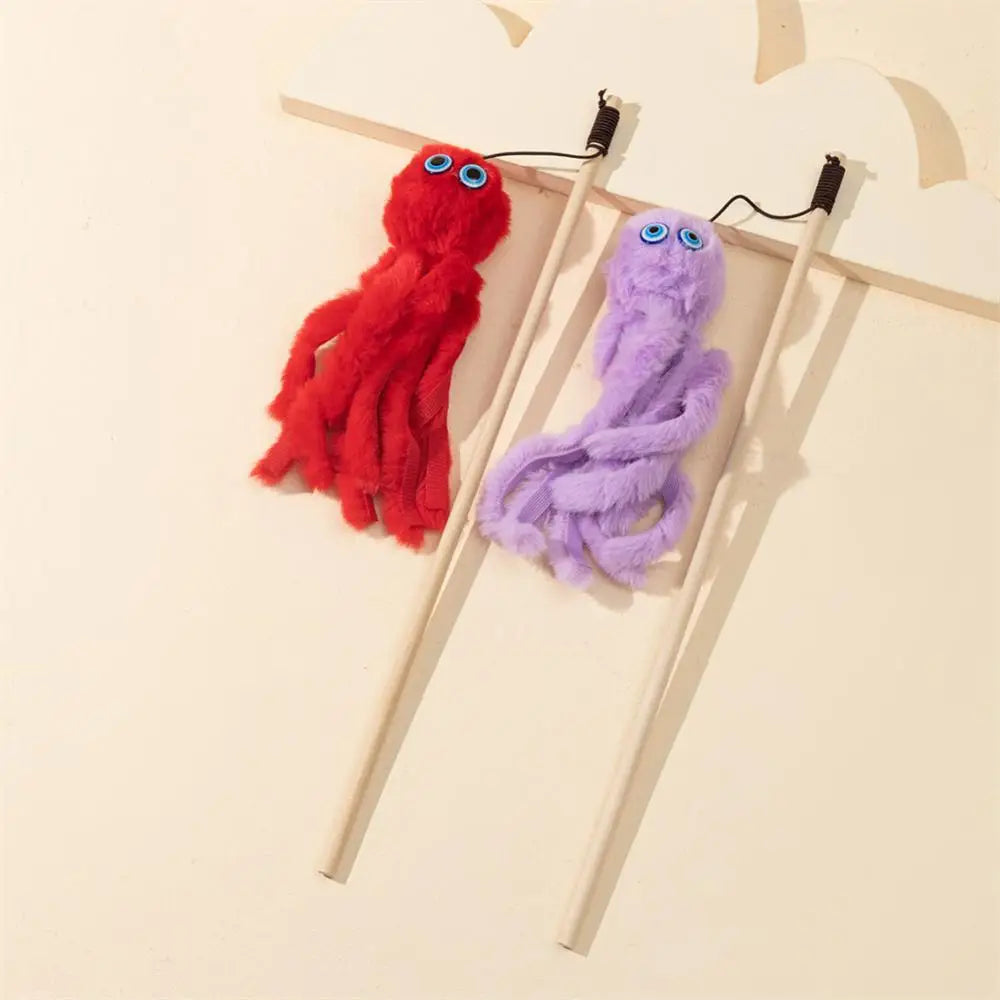 Octopus Plush Cat Stick Funny Pet Cat Toys Interactive Playing Toy For Cats Teaser Kitten Rod Wand Pet Accessories