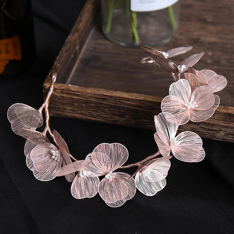 Flower Wedding Hair Accessories Hairband Bride Tiaras For Women Birthday Party Metal Flower Headband Elegant Crowns Hair Jewelry