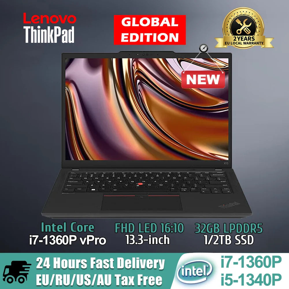 Lenovo ThinkPad X13 Laptop New Intel Core I7-1360P / i5-1340P vPro Xe Graphics 32GB LPDDR5 1TB SSD 13.3-inch 2023 Notebook PC