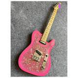 Custom Electric Guitar with 22 Fret, Blue and Pink Amoeba Pattern, Mahogany Body, Maple Neck Guitar, Real Photos