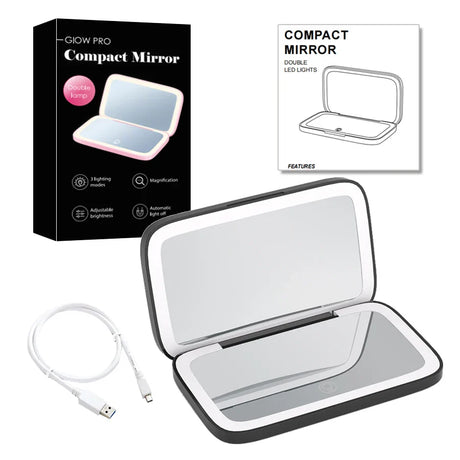 Mini Compact Led Makeup Mirror With Light 5X Magnifying Small Pocket Portable Travel Pink Black Foldable Cosmetic Vanity Mirrors