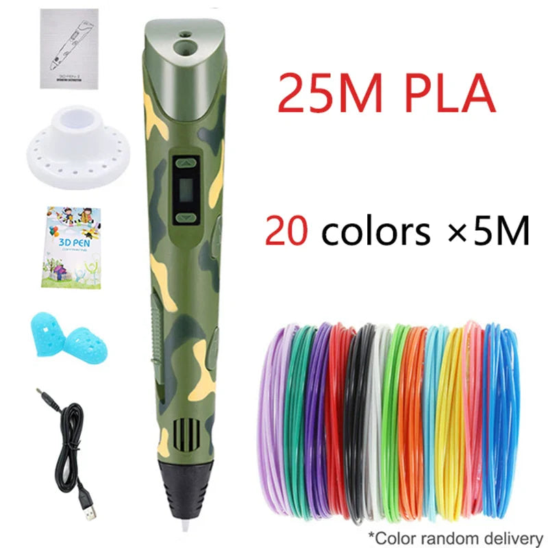 Innovative 3D Drawing Pen with LED Screen - Creative DIY Printing Tool for Kids with PLA Filament