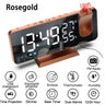 FM Radio LED Digital Smart Alarm Clock Watch Table Electronic Desktop Clocks USB Wake Up Clock with 180° Time Projection Snooze