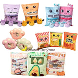 New Kawaii Animal Balls Pudding Candy Bag Pillow Plush Stuffed Mini Doll of Donut Boba Milk Tea Bat Newt Cat Nap Plushie