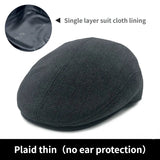 Big Head Circumference Men's Hat Autumn And Winter Warm Beret Spring And Autumn Fleece-lined Earflaps Peaked Cap Small Size