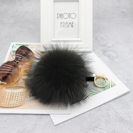 Big Size 15cm Real Fox Fur Ball Keychain Natural Raccon Fur Tassels Leather Strap Key Chain Ring Pendant For Women Charm f278