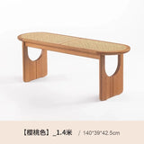 Nordic Solid Wood Rattan Shoes Changing Bench Log Style Dining Table and Chair Home Doorway Retro Tailstock Stool