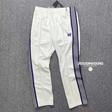 New style  Purple Stripe Needles Sweatpants Men Women White Embroidered Butterfly Awge Needles Drawstring Track Pants