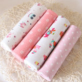 4pcs/pack 100% Cotton Flannel Diapers Supersoft Receiving Baby Blanket Newborn Wrap 76x76cm Baby Bedsheet Print Blanket Swaddle