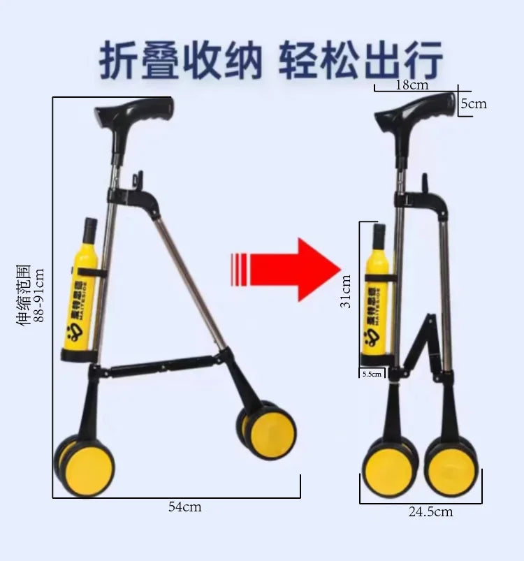 Elderly crutches with wheels Mobile  folding crutches shopping Walking aids Gifts to Elderly