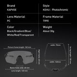 Kapvoe Cycling Glasses Photochromic Men Cycling Sunglasses UV400 Outdoor Bicycle Eyewear Cycling Goggle MTB Sports Sunglasses