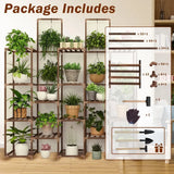 Whonline Plant Stand Indoor, Large Outdoor Rack with 6 Tiers and 13 Potted Holders, Wood Tiered Tall Shelves for Multiple Plants