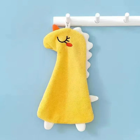 Coral Fleece Hangable Thicken Towel Cartoon Dinosaur Towel Cute Absorbent Hand Towels Cleaning Cloth Rag Handkerchief