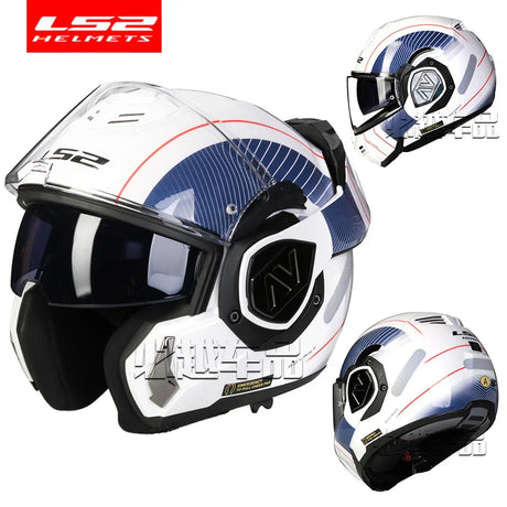 LS2 FF906 Advant Full Face Flip Up Helmets Motorcycle Modular Double Visor Helmet built-in Lens ECE Capacete Casque Casco Moto