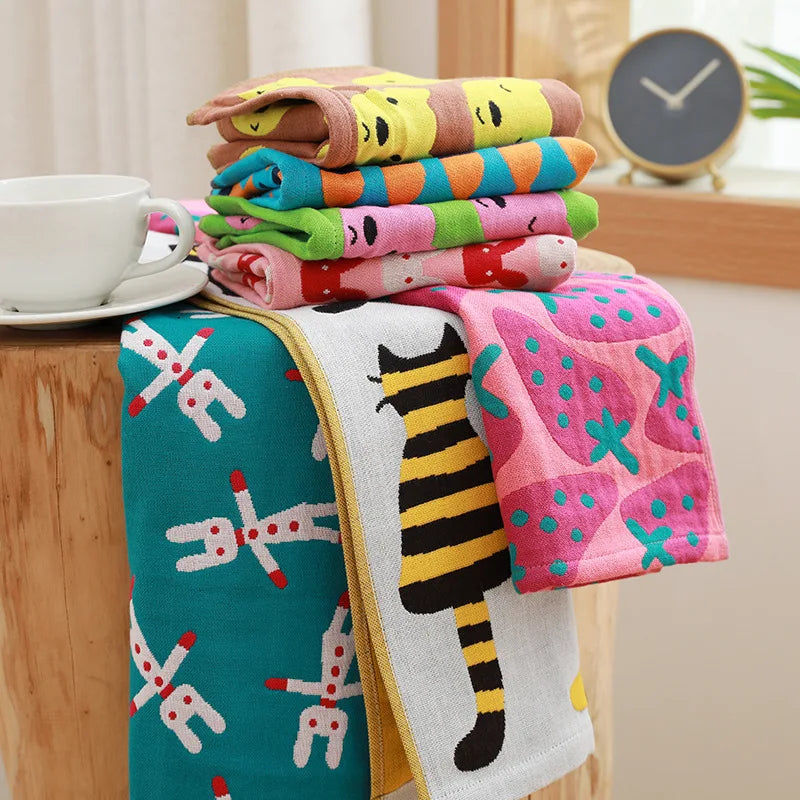 Three Layers Of Gauze Children's Towel Breathable Baby Cute Little Towel Soft Cotton Washcloth Handkerchief Absorbent Face Towel