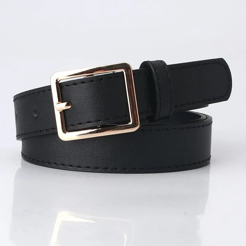 2023 Women Belts New PU Leather Simple Metal Buckle Belt Girls Dress Jean Pants Waistband Belts for Lady Luxury Designer Brand