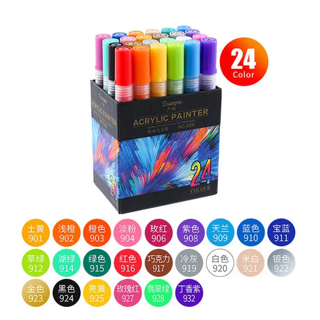 36 Colors Acrylic Paint Markers Pens Set for Rock Painting, Stone, Ceramic, Glass, Wood, Canvas. Fabric DIY Crafts Art Supplies