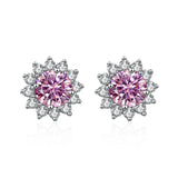 JoyceJelly 1 carat D Color Moissanite Diamond Earrings S925 Sterling Silver Jewelry For Women Sunflower Shaped Ear-studs Wedding