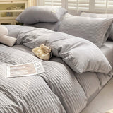 Seersucker Bedding Set Duvet Cover Flat Sheets Pillowcase Bed Sheet Set Soft Comforter Cover Bed Linens Set Nordic Ins Style