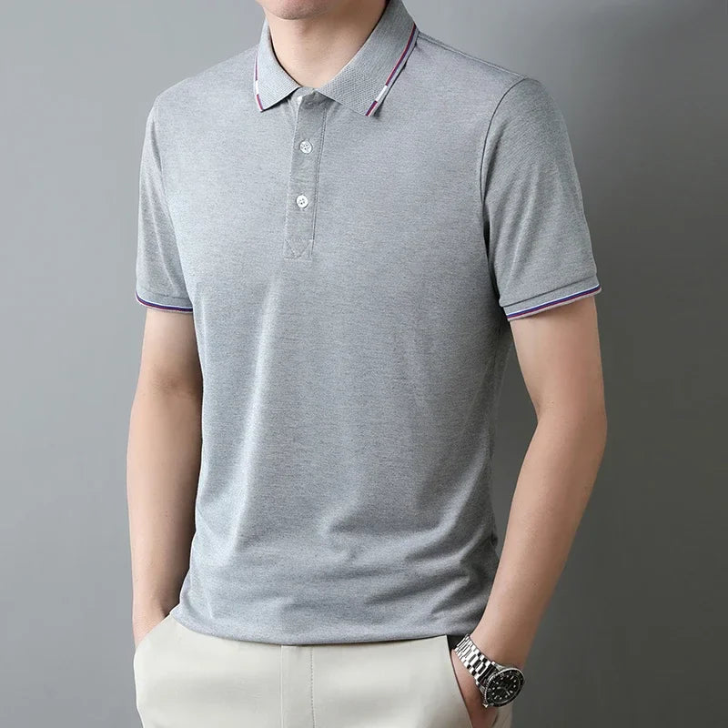 Pure Cotton Short Sleeved T-shirt, Men's Lapel, Summer New Casual and Comfortable POLO Shirt